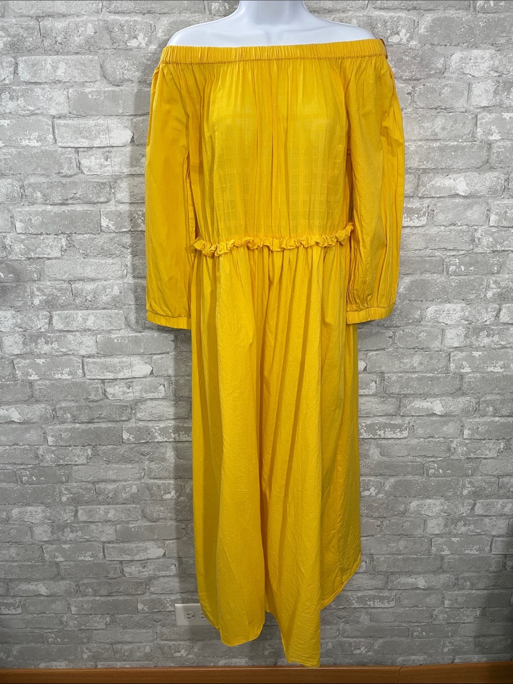 Novica Marigold Yellow Off-Shoulder Maxi Dress